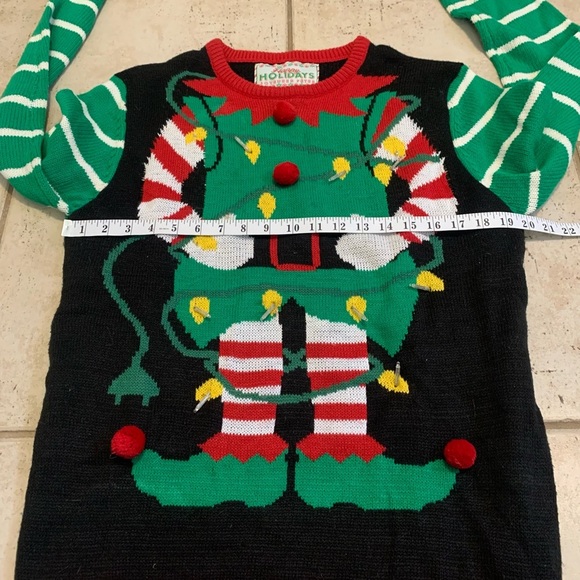 Happy Holidays Light Up Elf Ugly Christmas Sweater, Size L/G - Picture 5 of 7